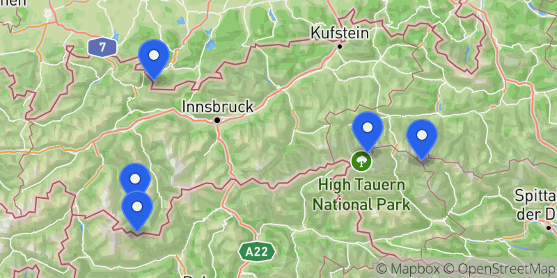 Map of the Eastern Alps Classics summits