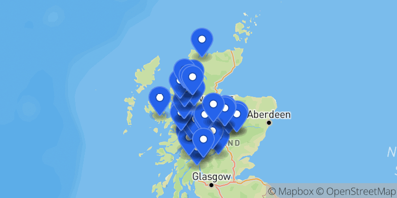 Map of the Munros summits
