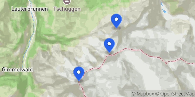 Map of the Bernese Oberland Trilogy summits