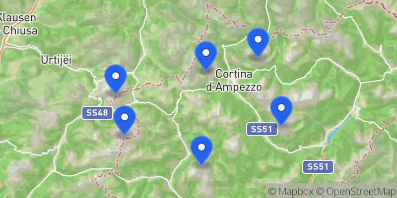 Map of the Dolomites Classics summits
