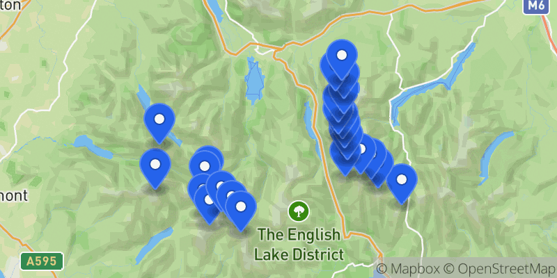 Map of the Lake District 24 Peaks Challenge summits