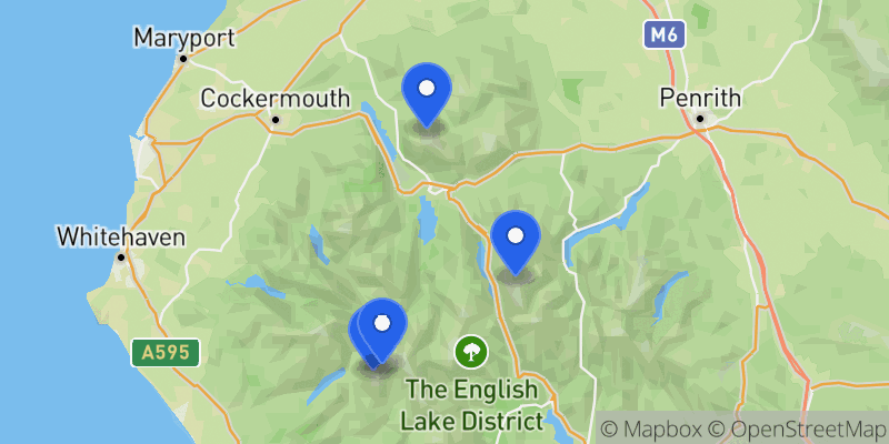 Map of the Lake District 3000ers summits