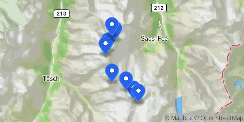 Map of the Mischabel & Saas-Fee 4000ers summits