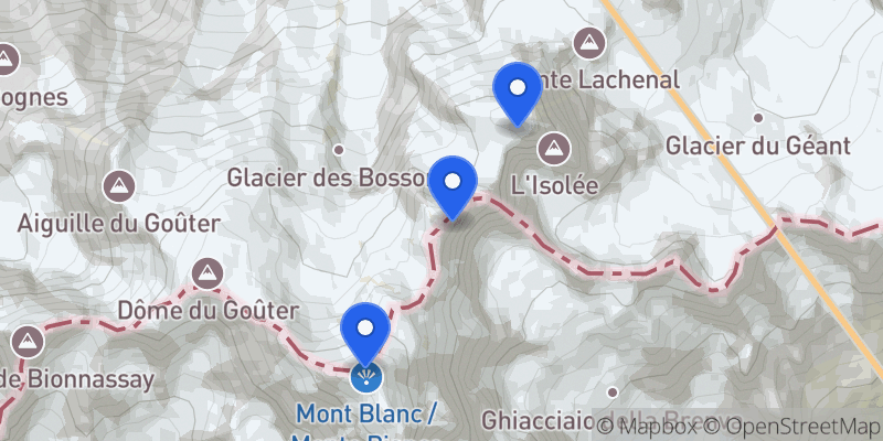 Map of the Mont Blanc – Trois Monts summits