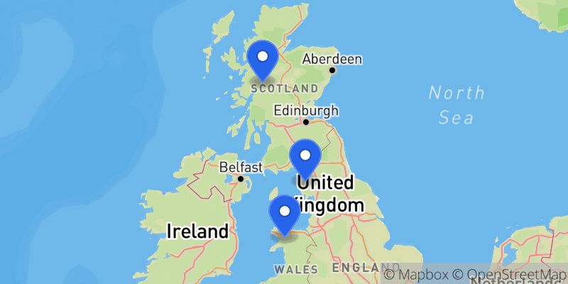 Map of the National Three Peaks summits