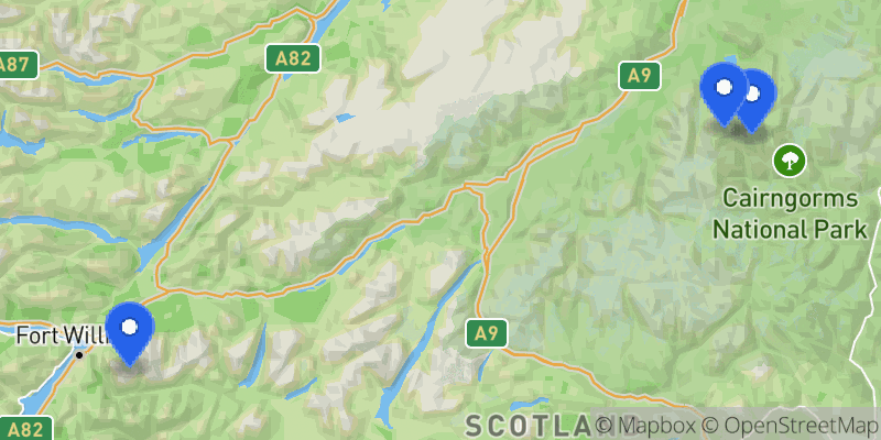 Map of the Scottish Three Peaks summits
