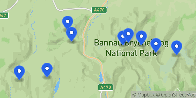 Map of the 10 Peaks (Wales – Brecon Beacons) summits