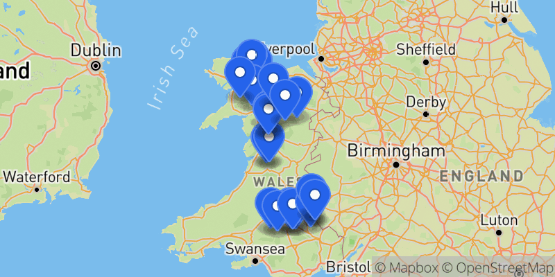Map of the Welsh 100 Challenge summits