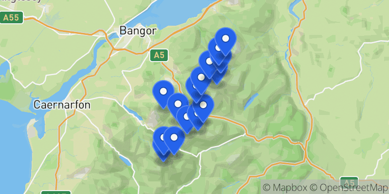 Map of the Welsh 3000s summits