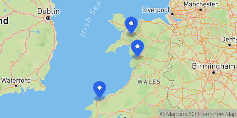 Map of the Welsh Three Peaks summits