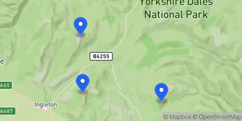 Map of the Yorkshire Three Peaks summits