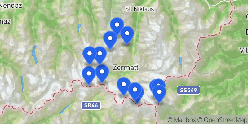 Map of the Zermatt 4000ers summits